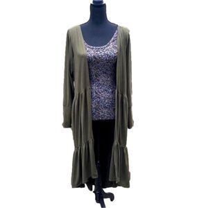 Ruffle Tiered Long Cardigan Duster